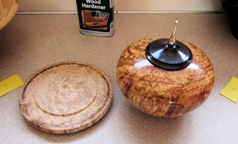 Howard's pot and the wood it came from before  treatment